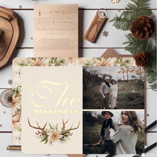 Rustic Watercolor Botanical Christmas Photo (Creator Uploaded)