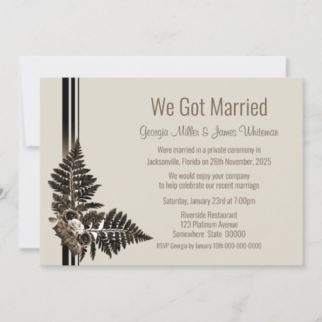 Rustic Watercolor Botanical Floral Elopement Invitation (Front)