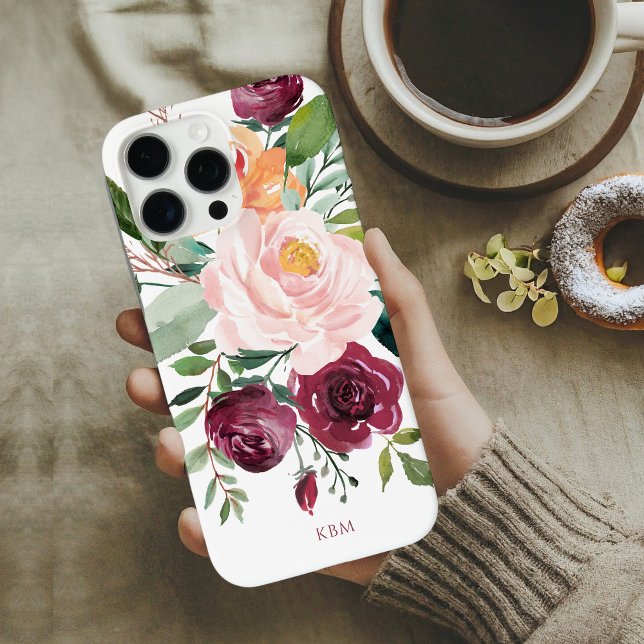 Rustic Watercolor Botanical with Monogram Case-Mate iPhone Case (Creator Uploaded)