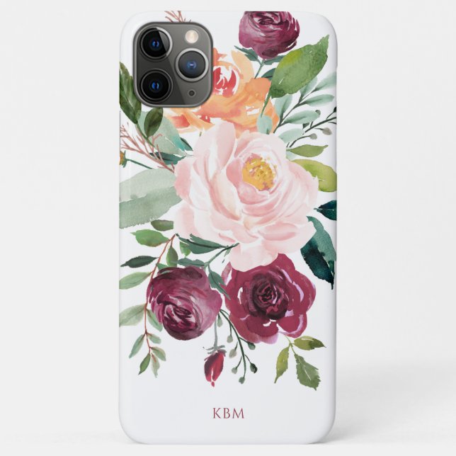 Rustic Watercolor Botanical with Monogram Case-Mate iPhone Case (Back)