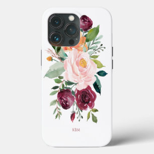 Rustic Watercolor Botanical with Monogram iPhone 13 Pro Case