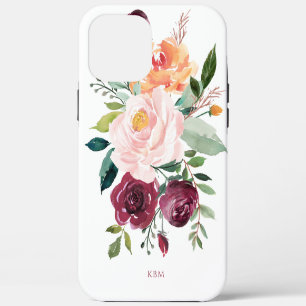 Rustic Watercolor Botanical with Your Monogram iPhone 12 Pro Max Case