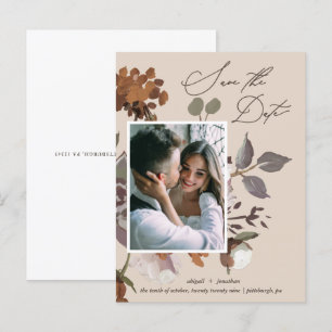 Rustic Watercolor Bouquet Beige Save the Date Invitation Postcard