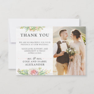 Rustic Watercolor Cactus Wedding Thank You Photo