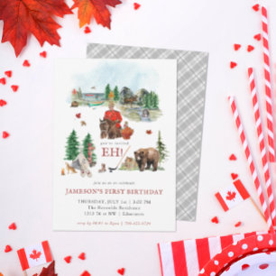 Rustic Watercolor   Canada Day Birthday Party Invitation
