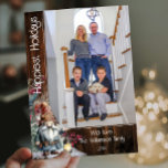 Rustic Watercolor Christmas Gnome Photo Holiday Card<br><div class="desc">Spread festive cheer with this Rustic Watercolor Christmas Gnome Holiday Photo Card, designed to capture the season’s warmth. This holiday photo greeting features a charming Christmas gnome set against a rustic wooden background in a natural wood grain tone, adorned with delicate holiday botanical accents in soft watercolor hues. Your family...</div>