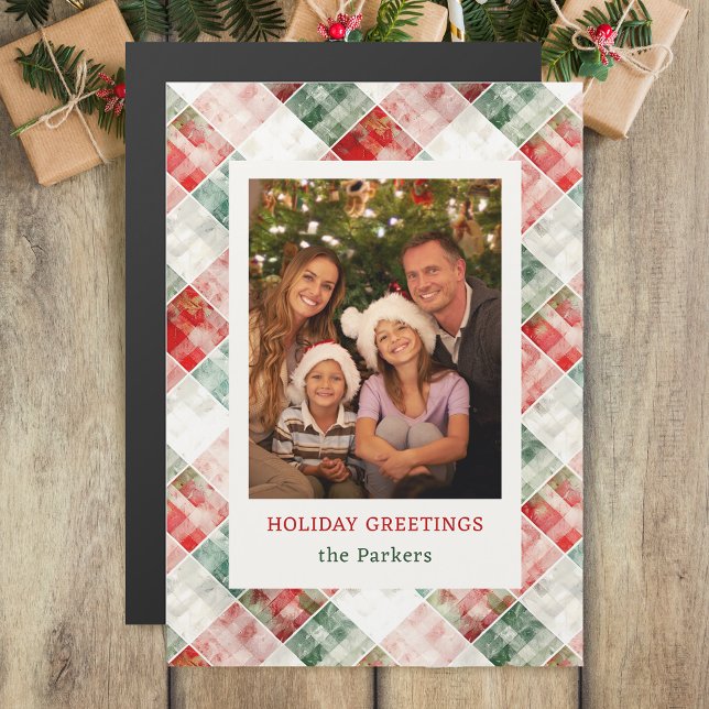 Rustic Watercolor Christmas Plaid Photo (Creator Uploaded)