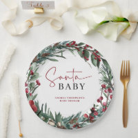 Rustic Watercolor Christmas Santa Baby Shower