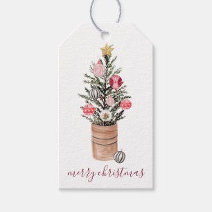 Rustic Watercolor Christmas Tree Gift Tags