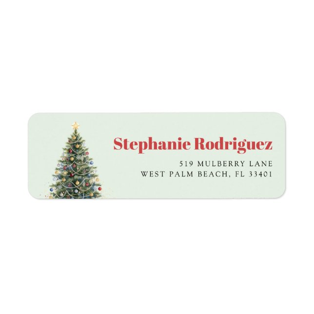 Rustic Watercolor Christmas Tree Xmas Holidays (Front)