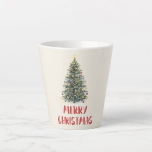 Rustic Watercolor Christmas Tree Xmas Holidays Latte Mug
