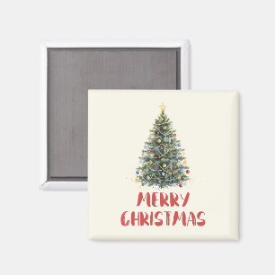 Rustic Watercolor Christmas Tree Xmas Holidays Magnet