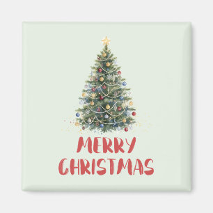Rustic Watercolor Christmas Tree Xmas Holidays Magnet