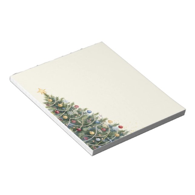Rustic Watercolor Christmas Tree Xmas Holidays Notepad (Angled)