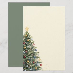 Rustic Watercolor Christmas Tree Xmas Holidays Stationery