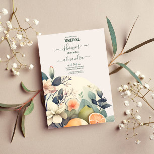 Rustic Watercolor Citrus Bridal Invitation
