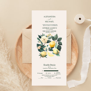 Rustic Watercolor Citrus Wedding All In One Invit All In One Invitation