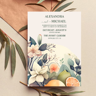 Rustic Watercolor Citrus Wedding Invitation