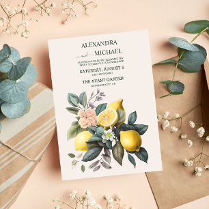 Rustic Watercolor Citrus Wedding Invitation