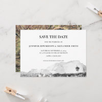 Rustic watercolor country mountain Save the Date