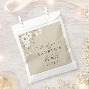 Rustic Watercolor Daisy Bridal Shower Thank You Favour Bags