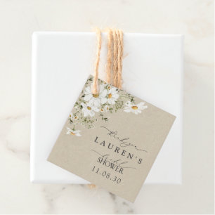 Rustic Watercolor Daisy Bridal Shower Thank You Favour Tags