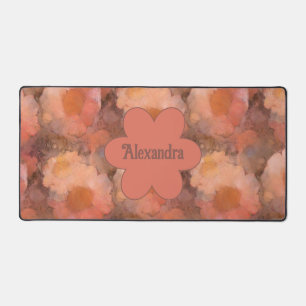 Rustic Watercolor Daisy Floral Pattern Desk Mat
