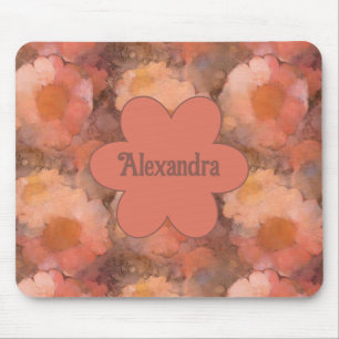 Rustic Watercolor Daisy Floral Pattern Mouse Pad