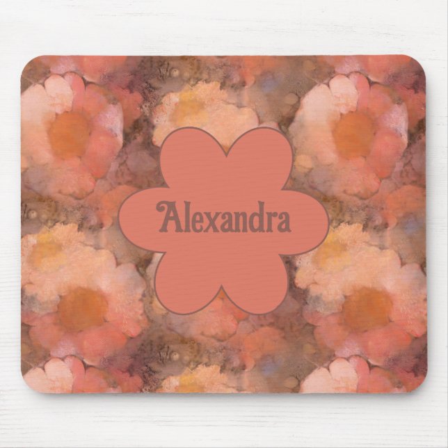 Rustic Watercolor Daisy Floral Pattern Mouse Pad (Front)