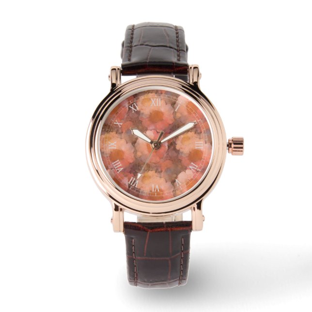Rustic Watercolor Daisy Floral Pattern Watch (Front)
