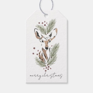 Rustic Watercolor Deer Holiday Gift Tags