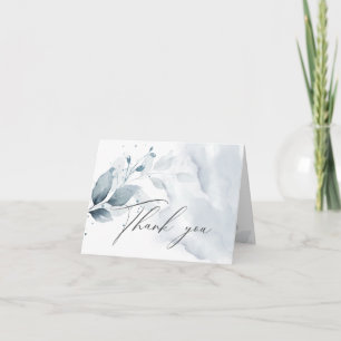 Rustic Watercolor Dusty Blue Thank You Card