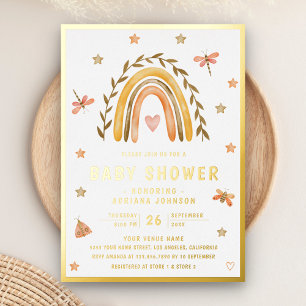 Rustic Watercolor Earthy Rainbow Baby Shower Gold