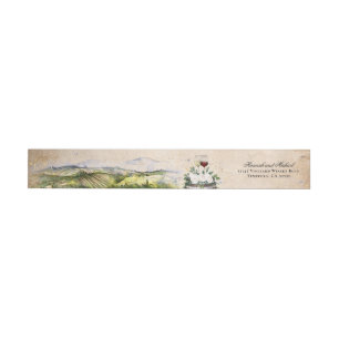 Rustic Watercolor Elegant Vineyard Wrap Around Label