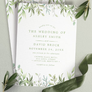 Rustic Watercolor Eucalyptus Greenery Wedding Invitation