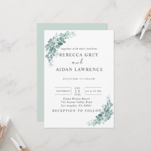 Rustic Watercolor Eucalyptus Greenery Wedding Invitation