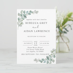 Rustic Watercolor Eucalyptus Greenery Wedding Invitation