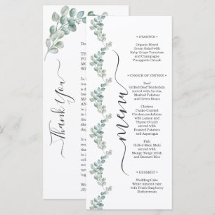 Rustic Watercolor Eucalyptus Greenery Wedding Menu