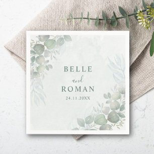 Rustic Watercolor Eucalyptus Greenery Wedding Napkin