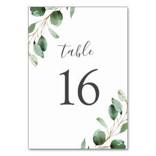 Rustic Watercolor Eucalyptus Greenery Wedding Table Number