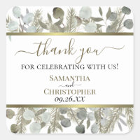 Rustic Watercolor Eucalyptus & Pine Thanks Wedding