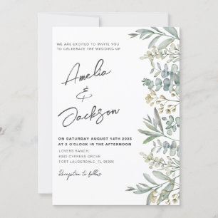 Rustic Watercolor Eucalyputs Greenery Wedding Invi Invitation