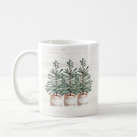 Rustic Watercolor Evergreen Trees Mug