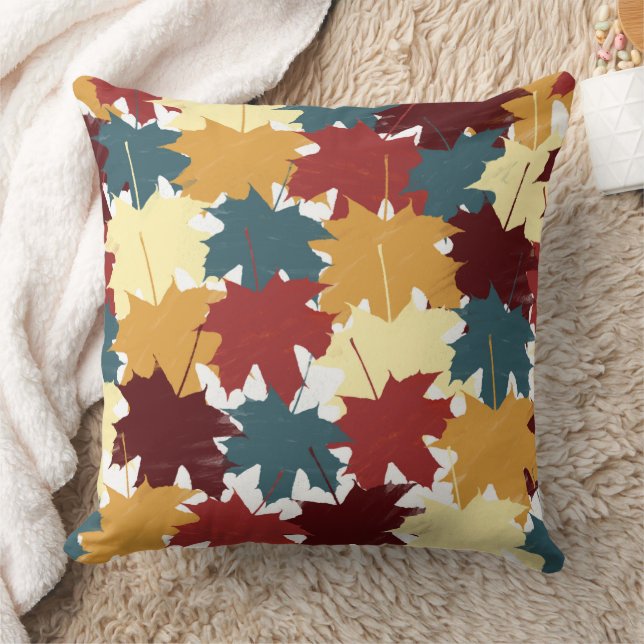 Rustic Watercolor Fall Autumn Leaves  Cushion (Blanket)