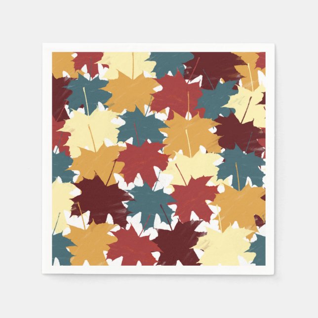 Rustic Watercolor Fall Autumn Leaves  Napkin (Front)