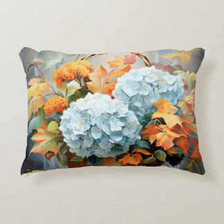 Rustic Watercolor Fall Floral Basket Decorative Cushion
