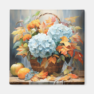 Rustic Watercolor Fall Floral Basket Magnet