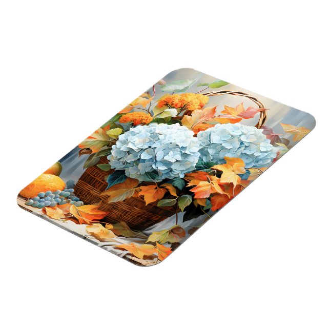 Rustic Watercolor Fall Floral Basket Magnet (Left Side)