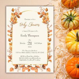 Rustic Watercolor Fall Gender Neutral Baby Shower Invitation