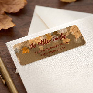 Rustic Watercolor Fall Leaves Return Address